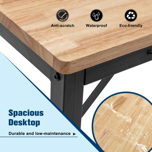 48 Heavy Duty Adjustable Workbench For Garage  Rubber Wood Shop Table W Rubber Pads  Hardwood Workstation Weight Capacity Over 2000 Lbs