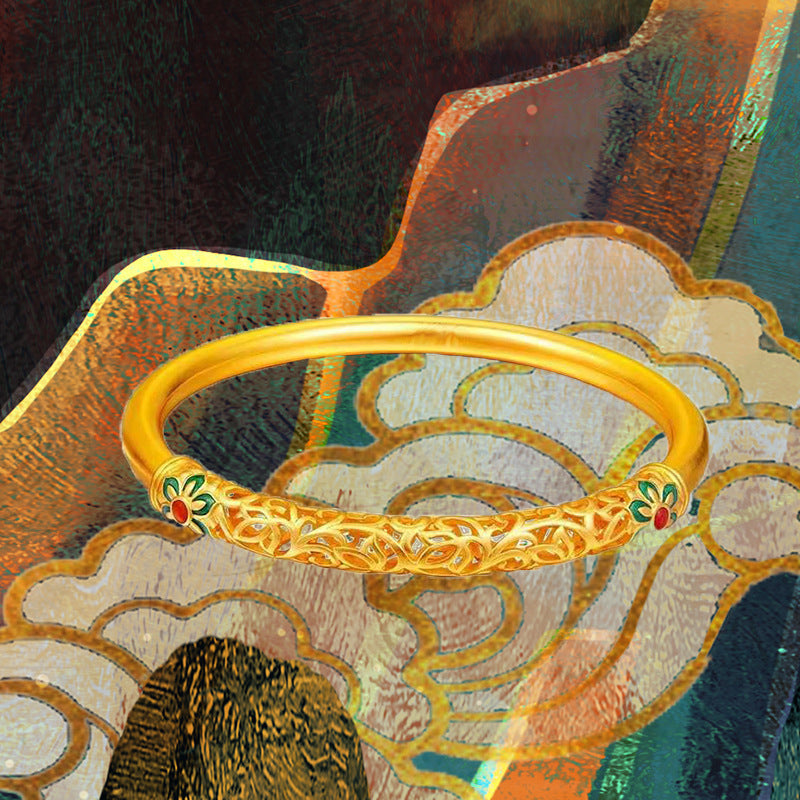Dunhuang Culture Copper-plated Enamel Ladies' Bracelet, Auspicious And Prosperous.