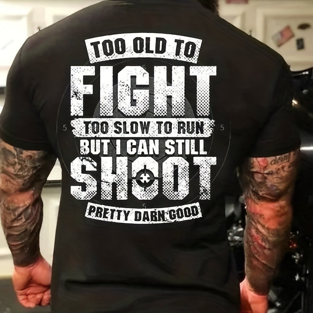 Large Size Men's Combat Shooting Pattern Printed T-shirt, Summer Fashionable Short Sleeved T-shirt, Suitable For Tall And Sturdy Men