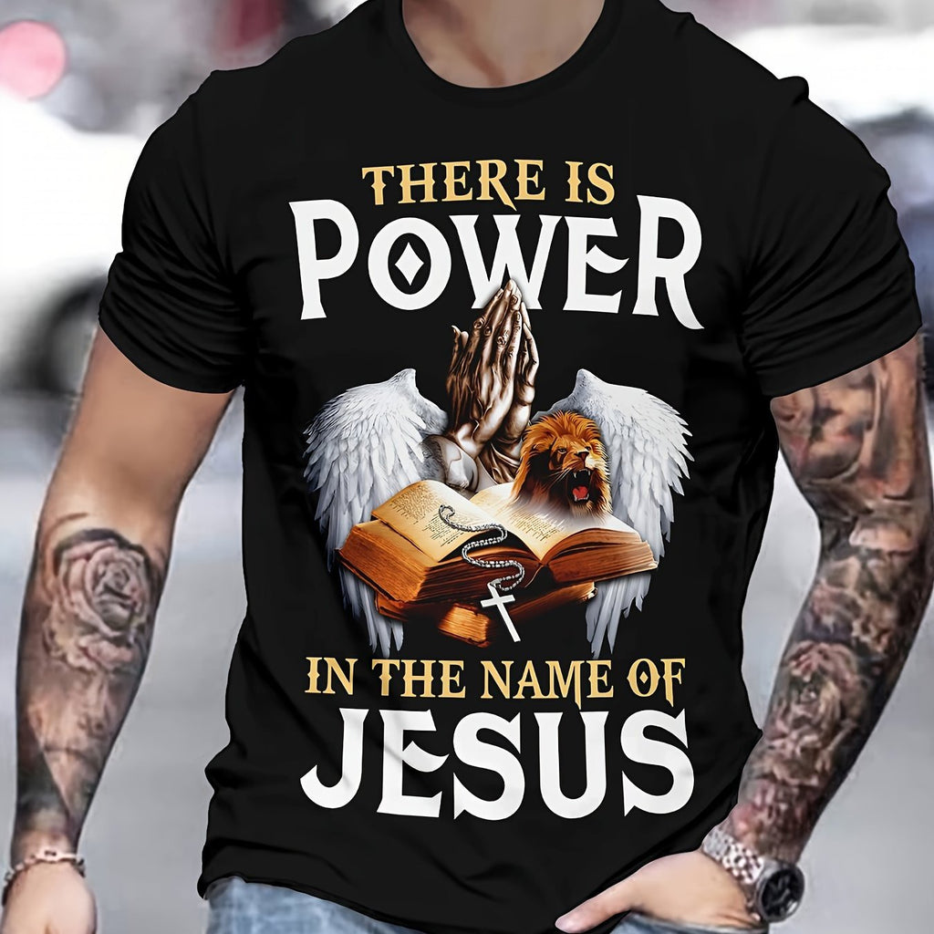 Summer Outdoor Men's Clothing, Lion Pattern Printed Short Sleeved Round Neck T-shirt, Casual And Fashionable