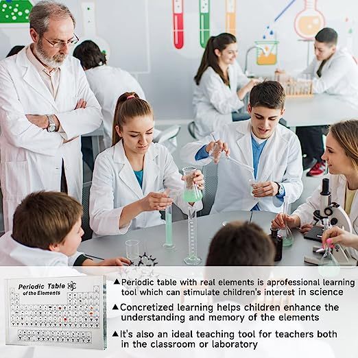 Acrylic Periodic Table of Elements - 83 Real Element Samples Science Gift for Students