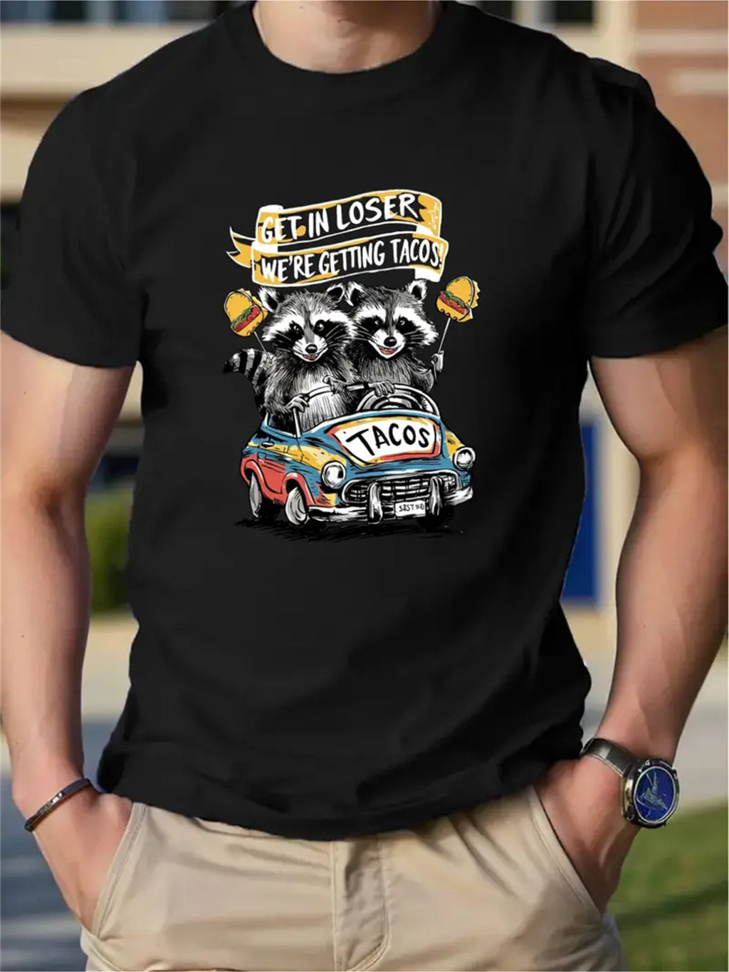 Men's Creative Tops, Casual Short Sleeved Round Neck T-shirts, Summer Outdoor Men's Clothing