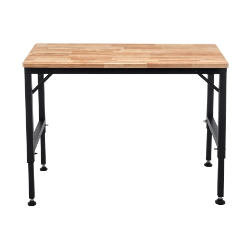 48 Heavy Duty Adjustable Workbench For Garage  Rubber Wood Shop Table W Rubber Pads  Hardwood Workstation Weight Capacity Over 2000 Lbs
