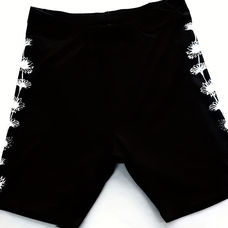 2-Piece Set Side Slit Top And Stretch Shorts