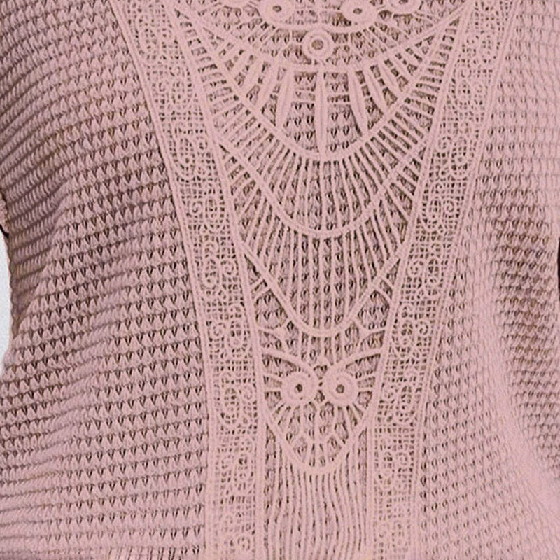 Women's Lace Splicing Short Sleeve Crew Neck T-Shirt Summer Loose Fit Casual Tee Top