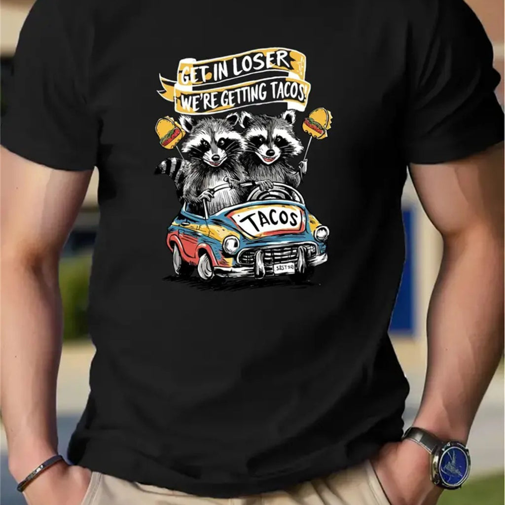 Men's Creative Tops, Casual Short Sleeved Round Neck T-shirts, Summer Outdoor Men's Clothing
