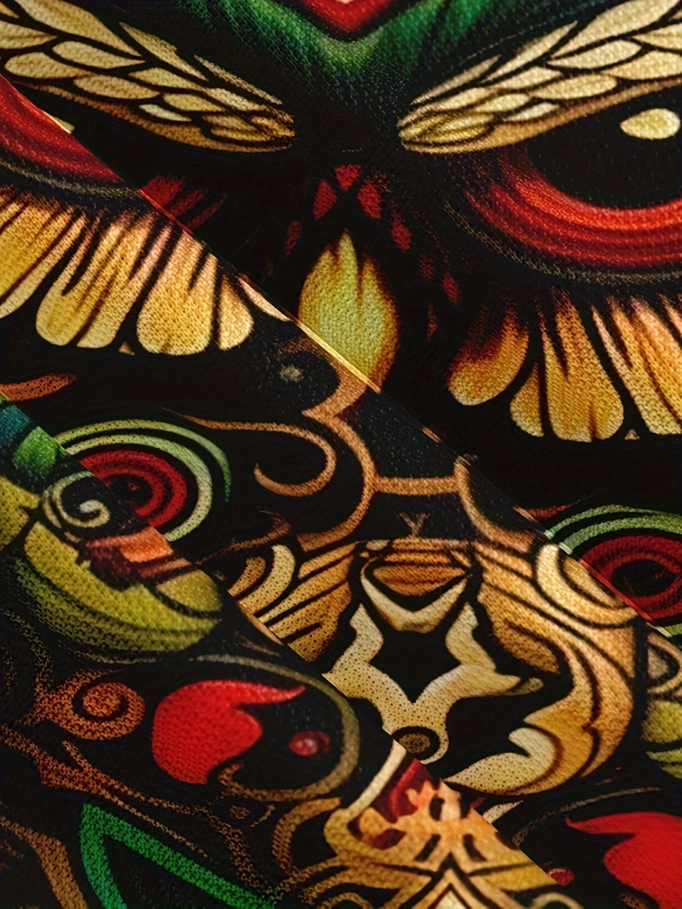 Men's Owl Pattern Printed T-shirt, Casual Short Sleeved Round Neck T-shirt, Summer Outdoor Men's Clothing