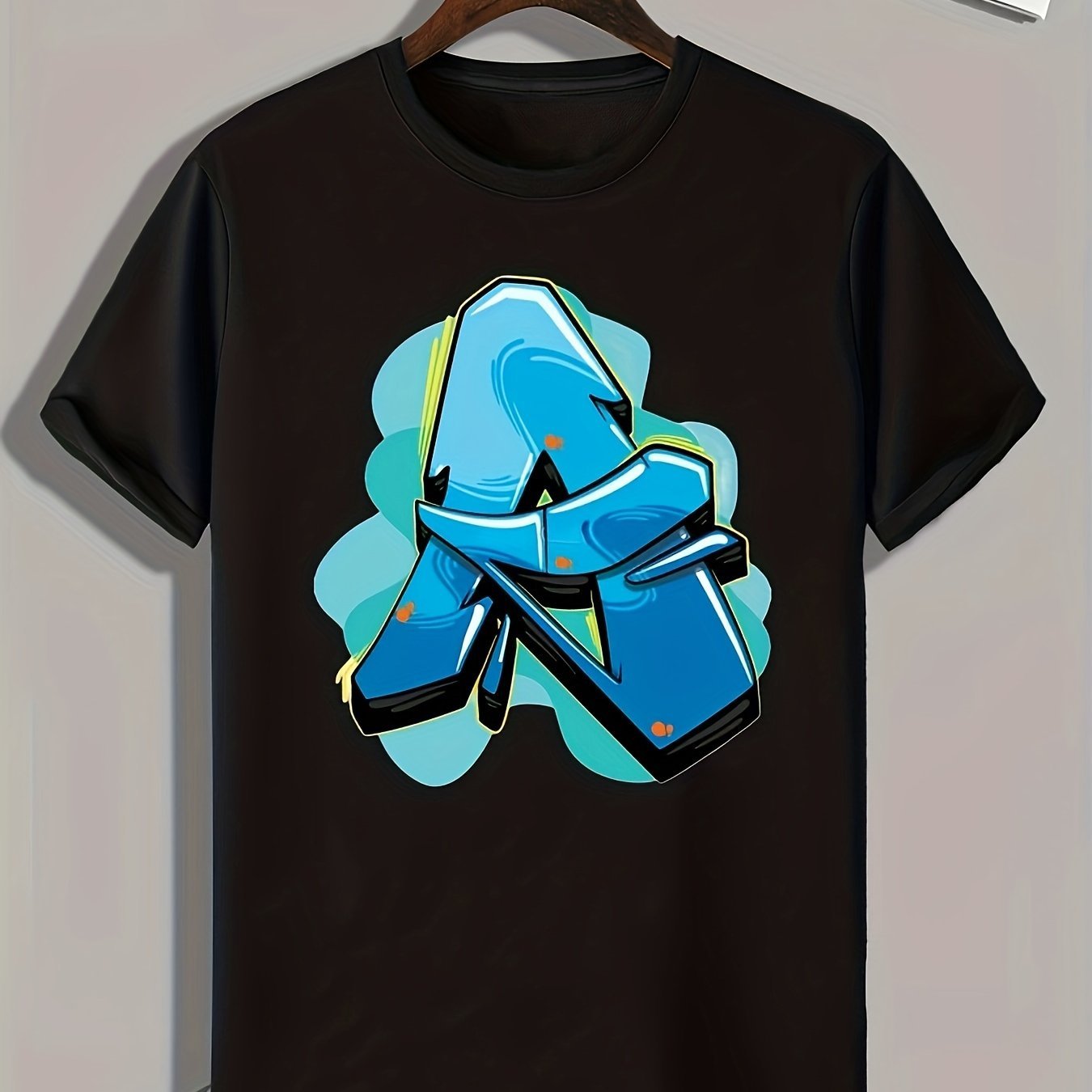 Abstract Letter A Print, Men's Pattern T-shirt, Summer Casual Comfortable T-shirt, Men's Clothing
