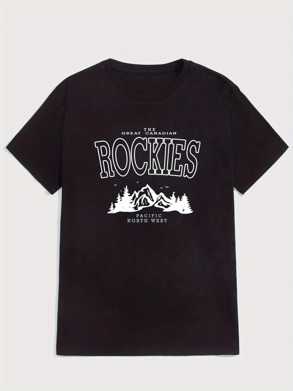 Rocky Mountains, Men's Casual Slightly Elastic Round Neck Pattern T-shirt, Summer Men's Clothing