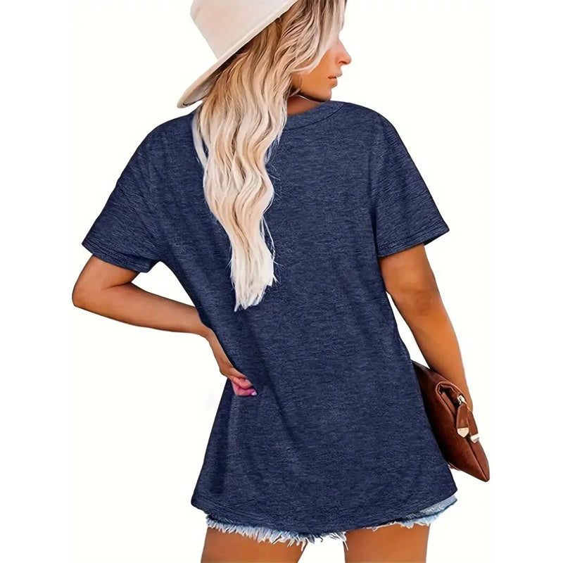 Women's Round Neck Sunset Palm Tree Print Short Sleeve T-Shirt Casual Spring Summer Top