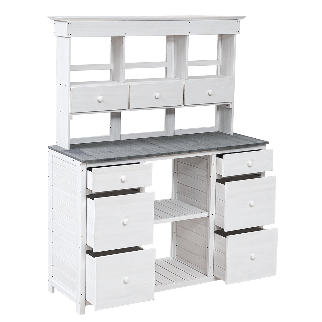 TOPMAX Garden Potting Bench Table - Rustic Design with Multiple Drawers