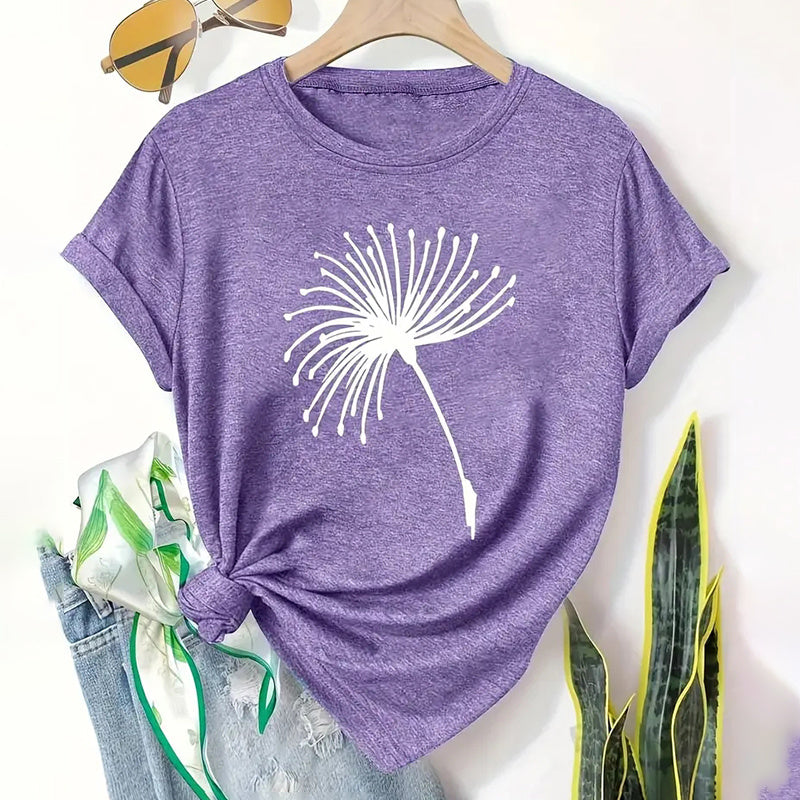 5 Pack Women's Round Neck Short Sleeve Tops - Floral Print Summer Casual Tee Set