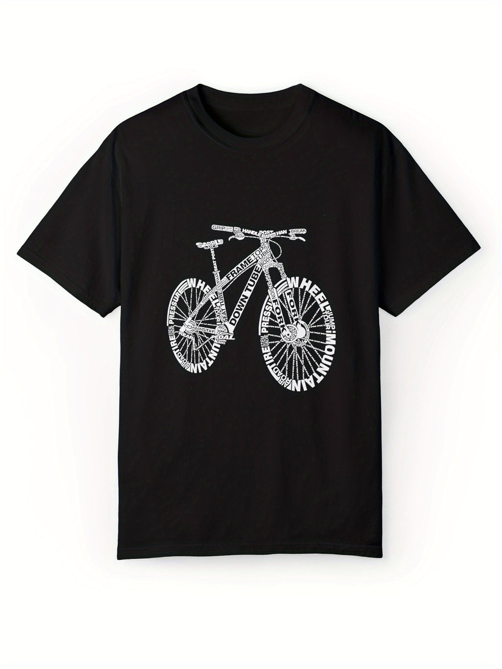 Bicycle Printed Comfortable T-shirt, Summer Men's Casual Street Style Elastic Round Neck T-shirt