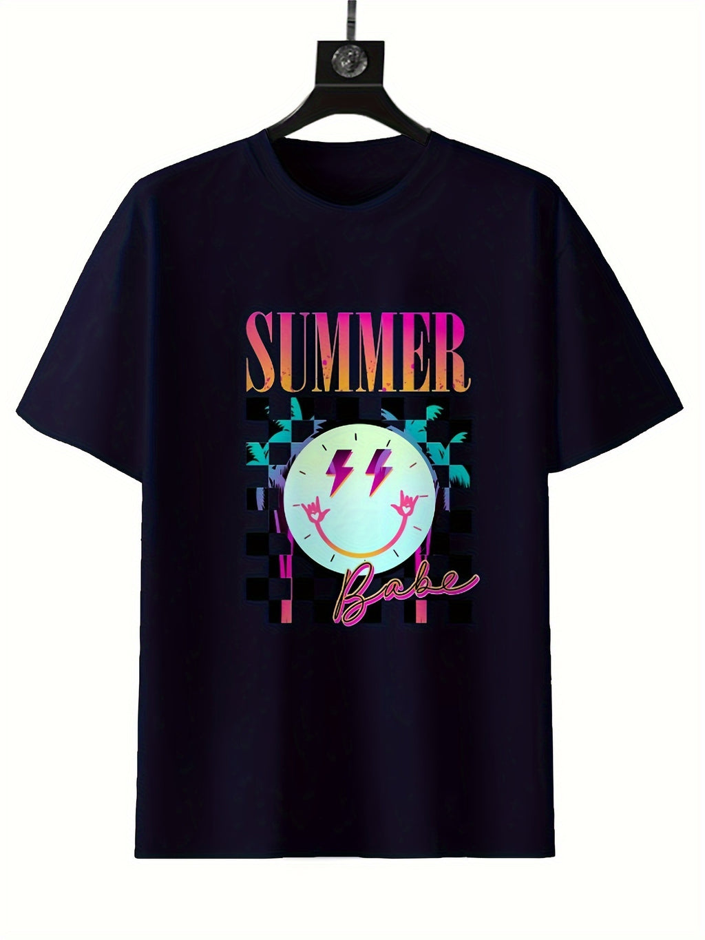 Round Neck Printed T-shirt Casual Short Sleeved Top For Spring And Summer, Personalized And Comfortable For Both Men And Women