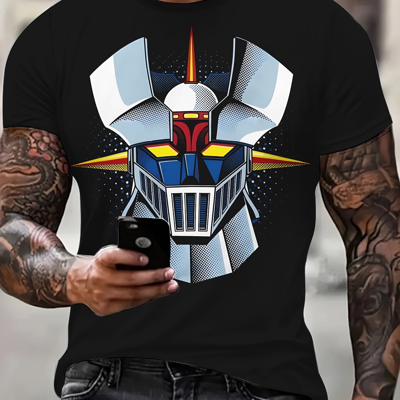 Men's T-shirt, Summer Creative 3D Printing, Round Neck Short Sleeved, Casual Daily Wear, Soft Elastic Fabric
