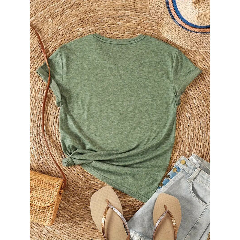 Women's Round Neck Eye Print Short Sleeve T-Shirt Simple Casual Spring Summer Tee
