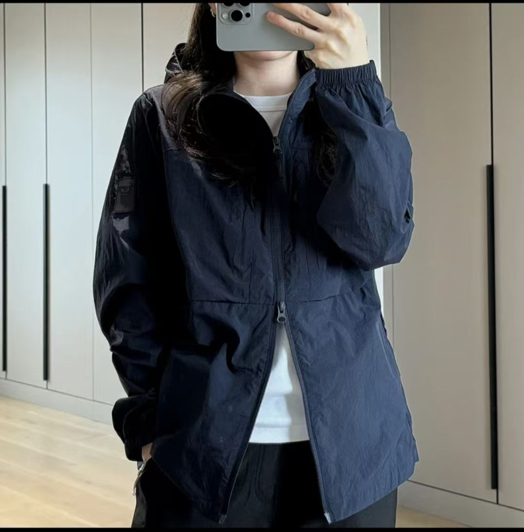 Summer Outdoor Softshell Sun Protection Jacket  Sporty Style, Lightweight & Water-Resistant Breathable, Casual Outdoor Hoodie Thin Design For Hiking & Climbing