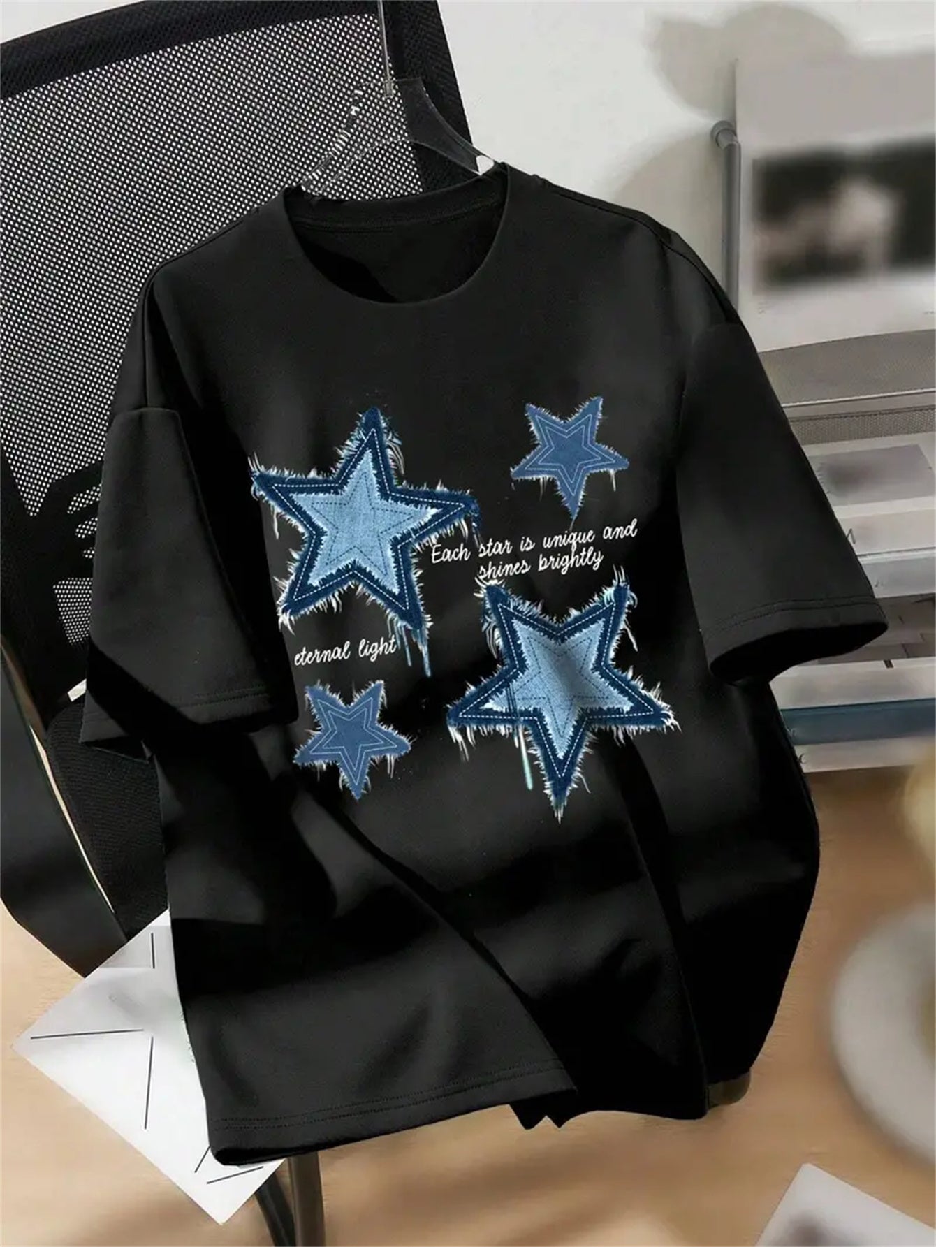 Men's Creative Top, Casual Short Sleeved Round Neck T-shirt, Summer Outdoor Casual Suit