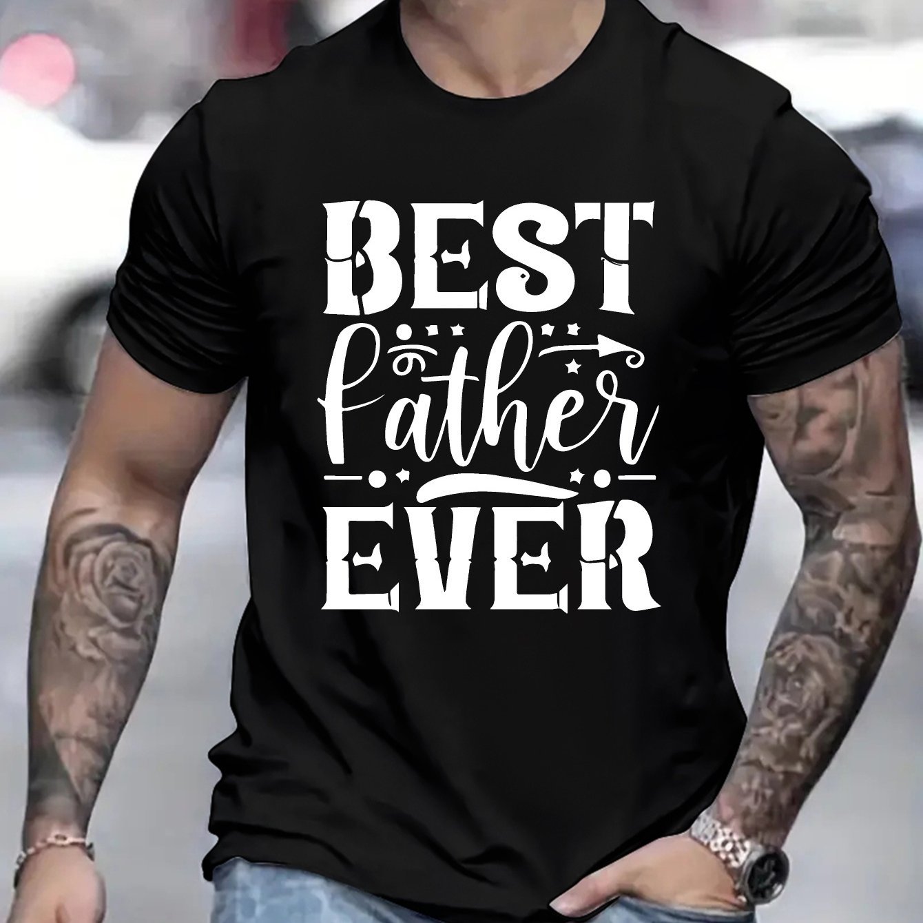 Father's Day Gift, Men's Round Neck Short Sleeved T-shirt, Simple Style Fashionable Slim Fit T-shirt, Spring And Summer Casual Comfortable Breathable Top, Holiday Men's Clothing