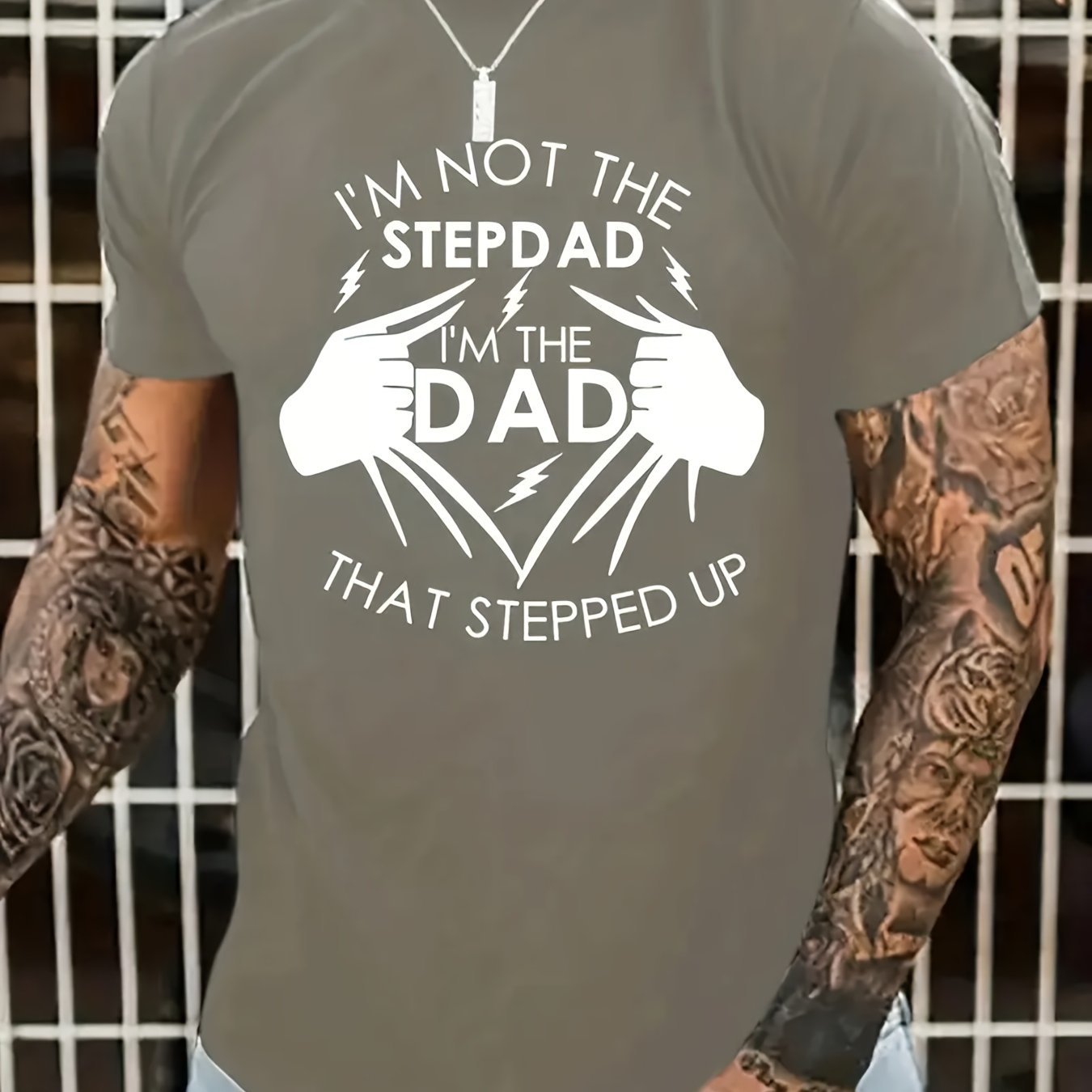 Stand Up Dad Stepfather T-shirt, Men's T-shirt, Summer, Spring, Autumn Casual Short Sleeved T-shirt, Top As Gifts