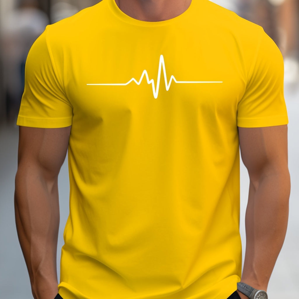 Creative Graphic Printed Men's Creative Top, Casual Short Sleeved Round Neck T-shirt, Summer Outdoor Men's Clothing