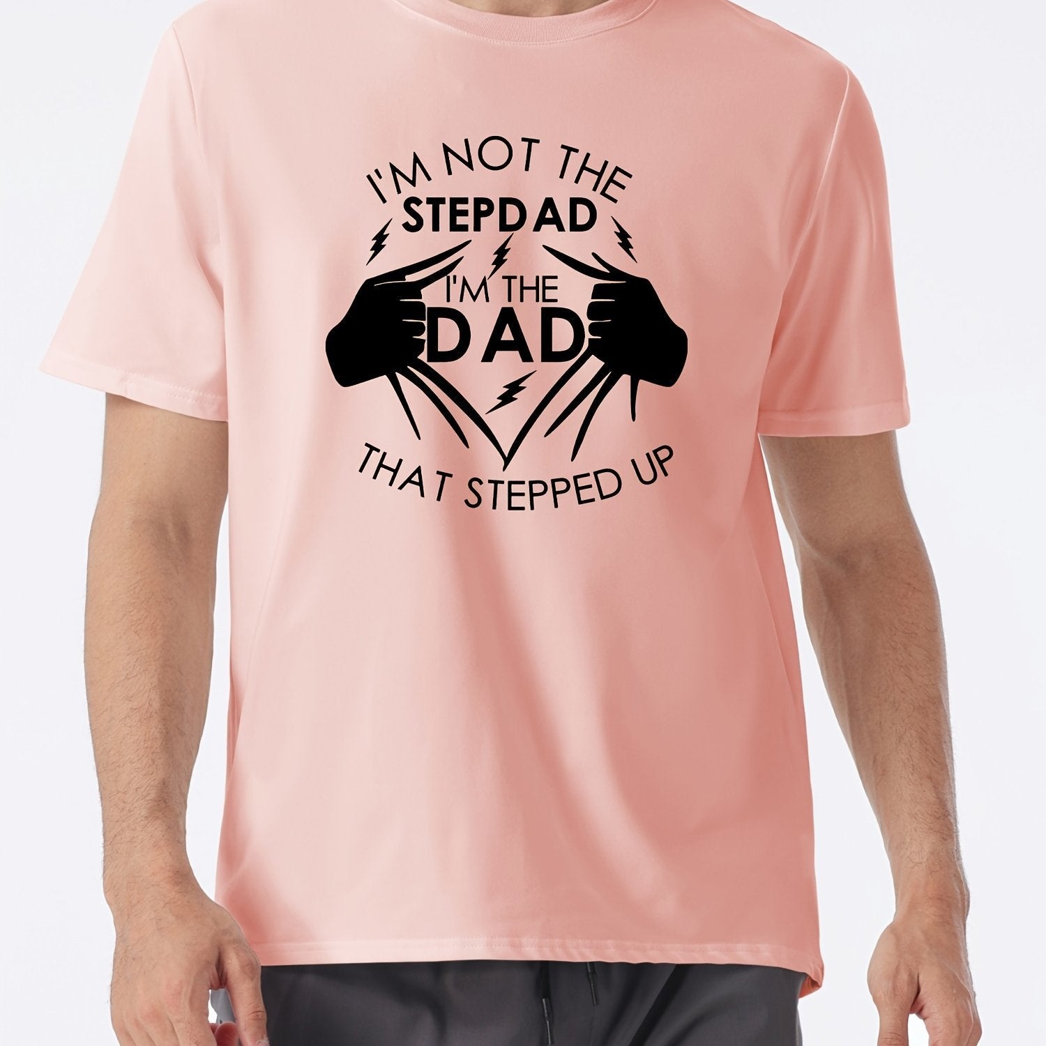 Stand Up Dad Stepfather T-shirt, Men's T-shirt, Summer, Spring, Autumn Casual Short Sleeved T-shirt, Top As Gifts