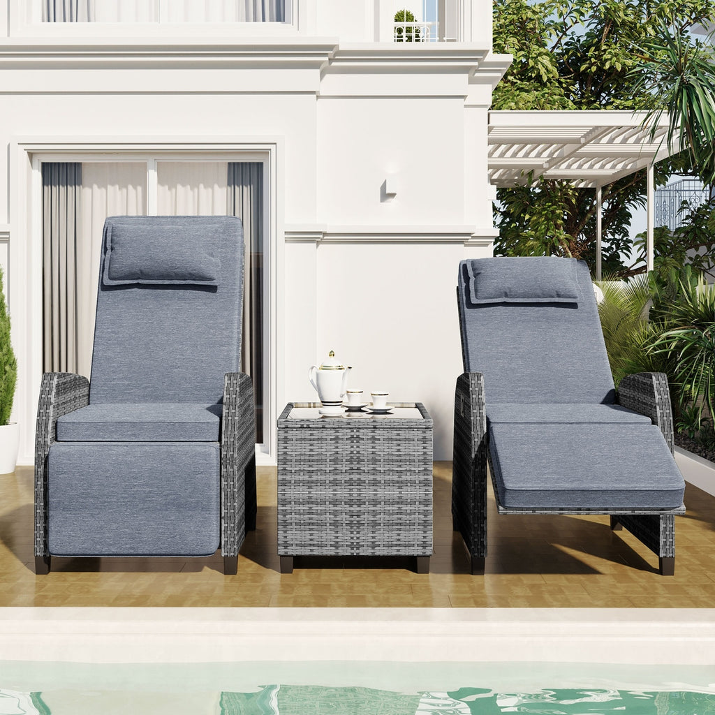 Outdoor Rattan 2-Person Seating Set with Coffee Table - Courtyard Furniture