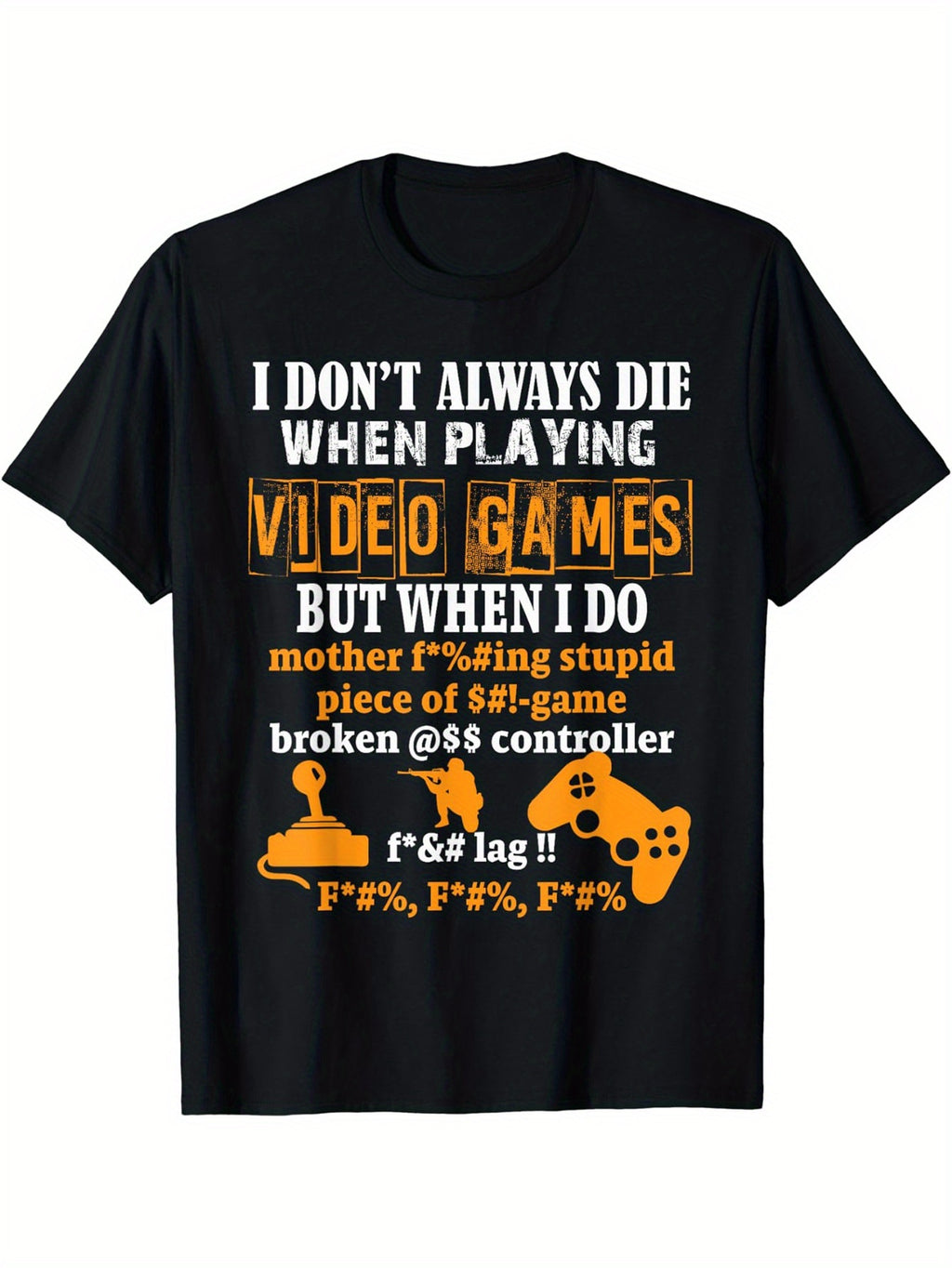 Round Neck Letter And Game Console Printed Men's Fashionable Summer Short Sleeved Sports T-shirt, Comfortable And Versatile