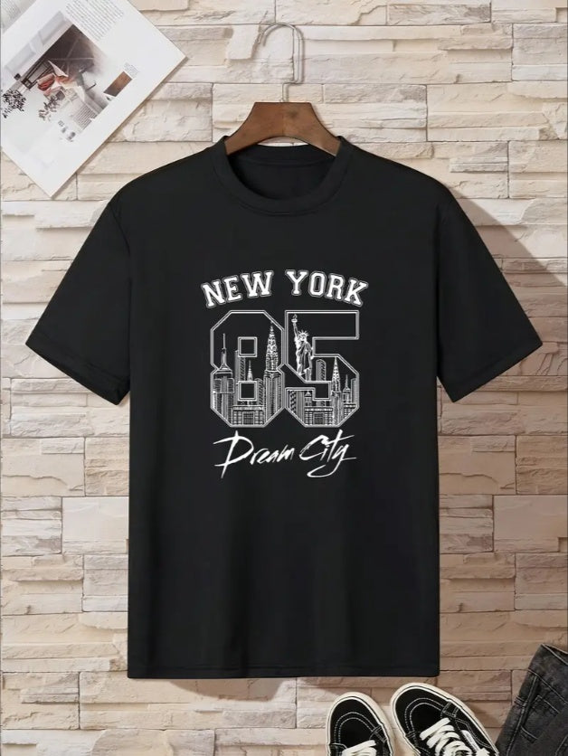 NEW YORK Print Casual Short Sleeve T-shirt For Boys, Cool Comfy Lightweight Versatile Tee Top, Boys Summer Outfits Clothes