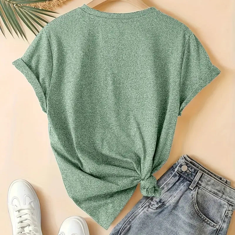 5 Pack Women's Round Neck Short Sleeve Tops - Floral Print Summer Casual Tee Set