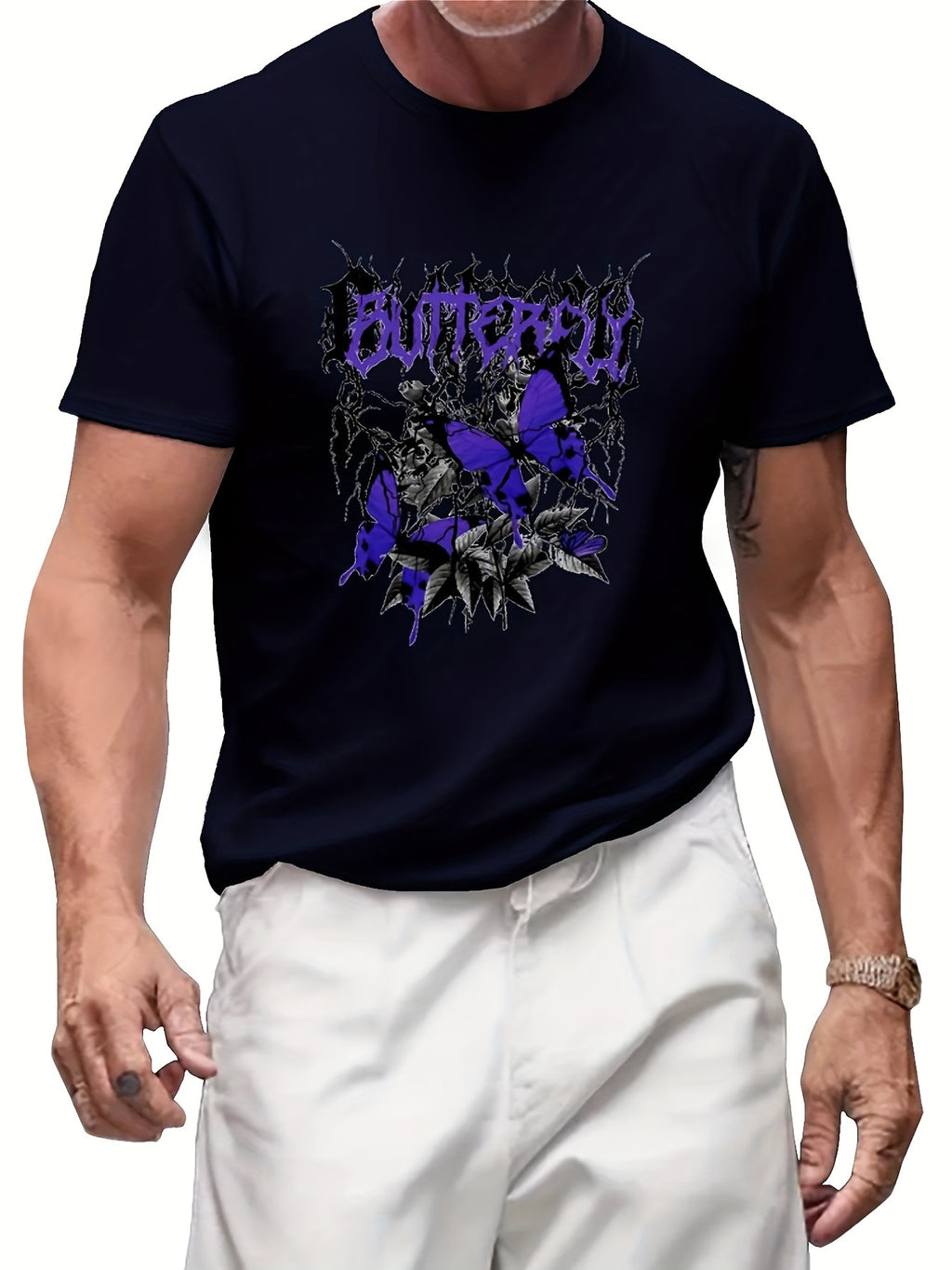 Round Neck Printed T-shirt Casual Short Sleeved Top For Spring And Summer, Personalized And Comfortable For Both Men And Women