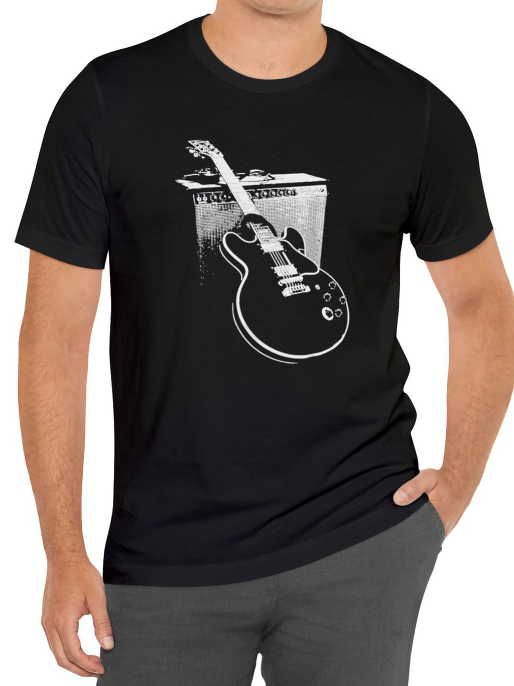 Fancy Guitar Printed Round Neck T-shirt Suitable For Summer, Men's Soft Short Sleeved Top, Fashionable And Comfortable T-shirt Suitable For Casual Wear