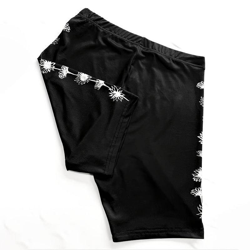 2-Piece Set Side Slit Top And Stretch Shorts