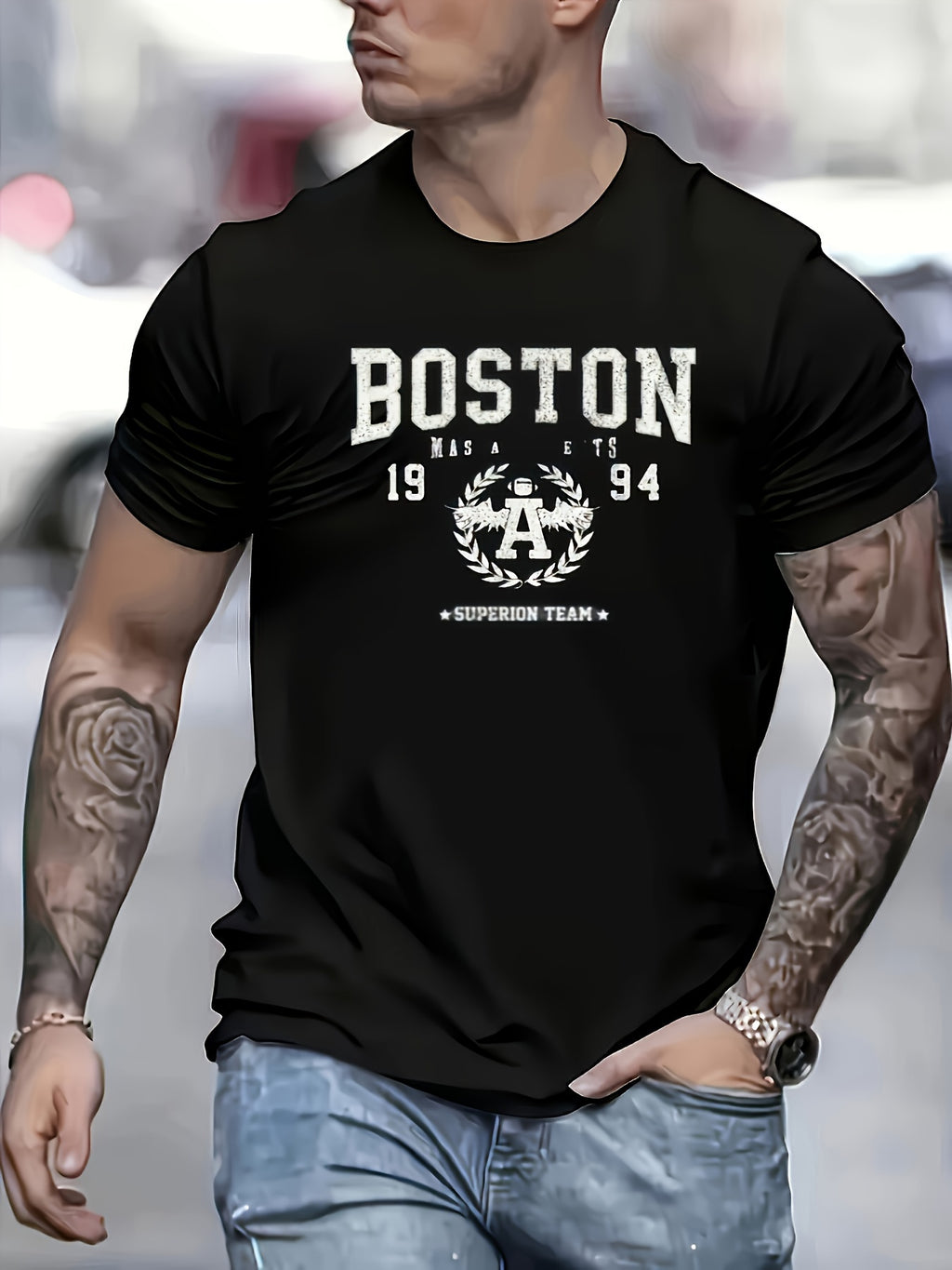 Men's Innovative Digital Printed T-shirt - Breathable Polyester Blend, Round Neck, Machine Washable - Perfect Choice For Summer Outdoor Activities