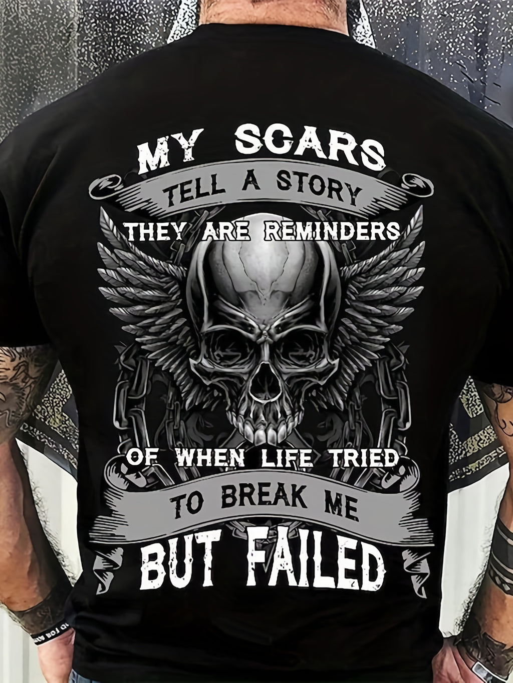 Men's Fashionable And Comfortable T-shirt With Skull And Letter Pattern Printing, Summer Outdoor Clothing, Men's Clothing, Men's Tops, Men's Gifts