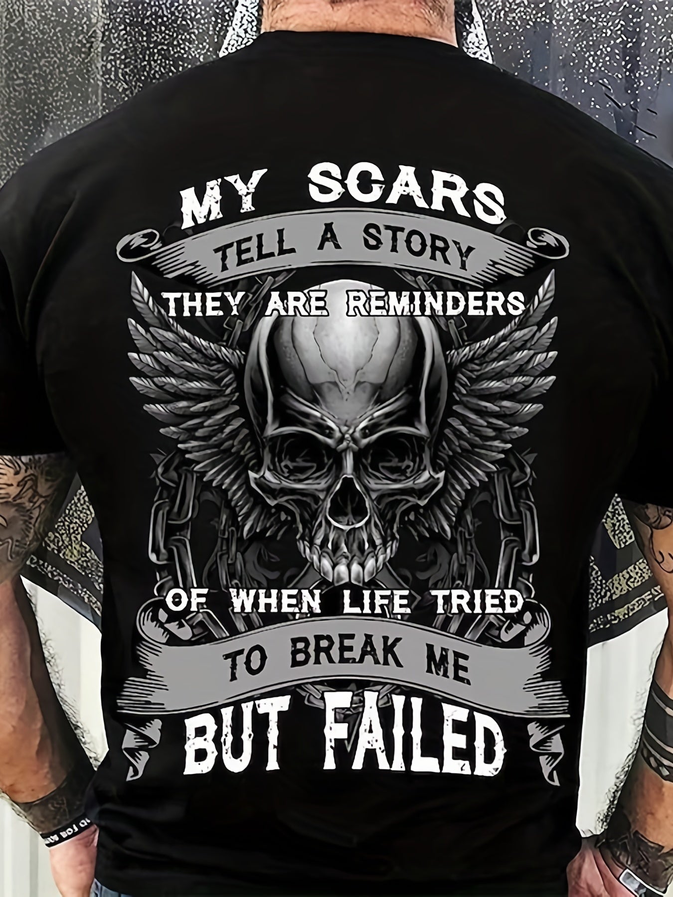 Men's Fashionable And Comfortable T-shirt With Skull And Letter Pattern Printing, Summer Outdoor Clothing, Men's Clothing, Men's Tops, Men's Gifts