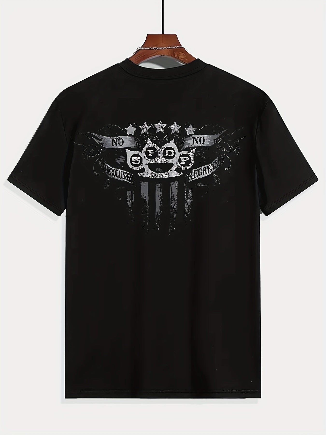 Vintage Letter And Skull Print Round Neck Short Sleeved T-shirt For Men, Casual Summer T-shirt, Suitable For Daily Wear And Vacation Destinations
