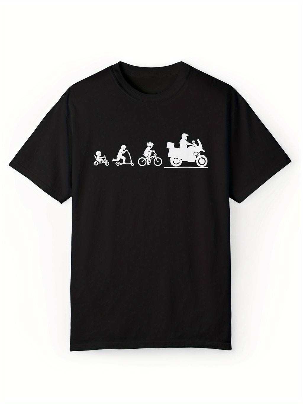 Men's Fashionable Motorcycle Printed Sports T-shirt, Summer Casual Elastic Round Neck T-shirt