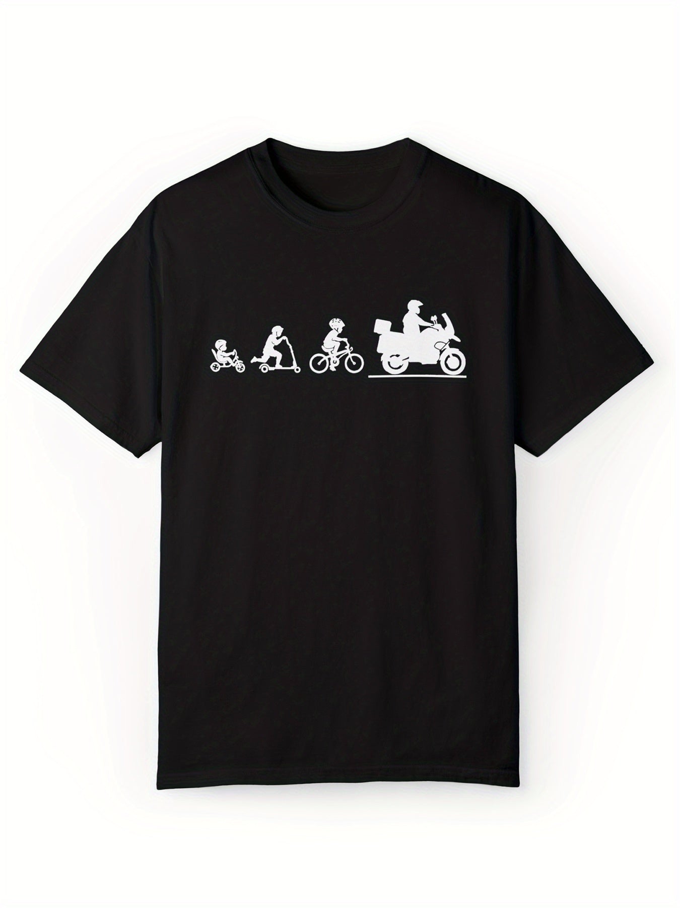 Men's Fashionable Motorcycle Printed Sports T-shirt, Summer Casual Elastic Round Neck T-shirt