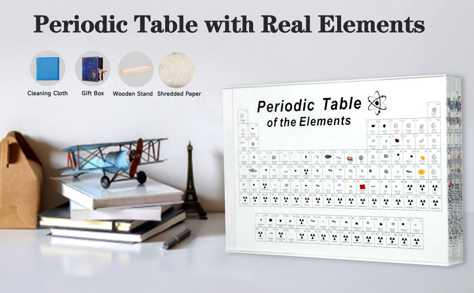 Acrylic Periodic Table of Elements - 83 Real Element Samples Science Gift for Students