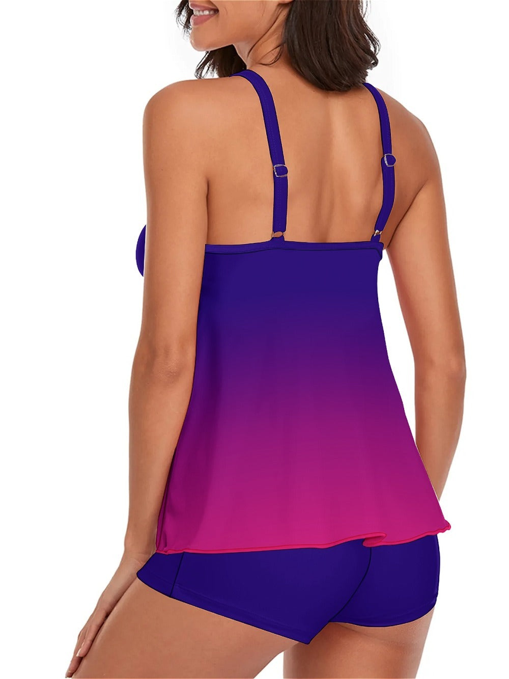 Women's Summer Seaside Beach Sexy Split Swimsuit Sky Blue Gradient Versatile Casual Swimsuit Strap Swimsuit