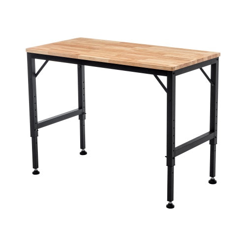 48 Heavy Duty Adjustable Workbench For Garage  Rubber Wood Shop Table W Rubber Pads  Hardwood Workstation Weight Capacity Over 2000 Lbs