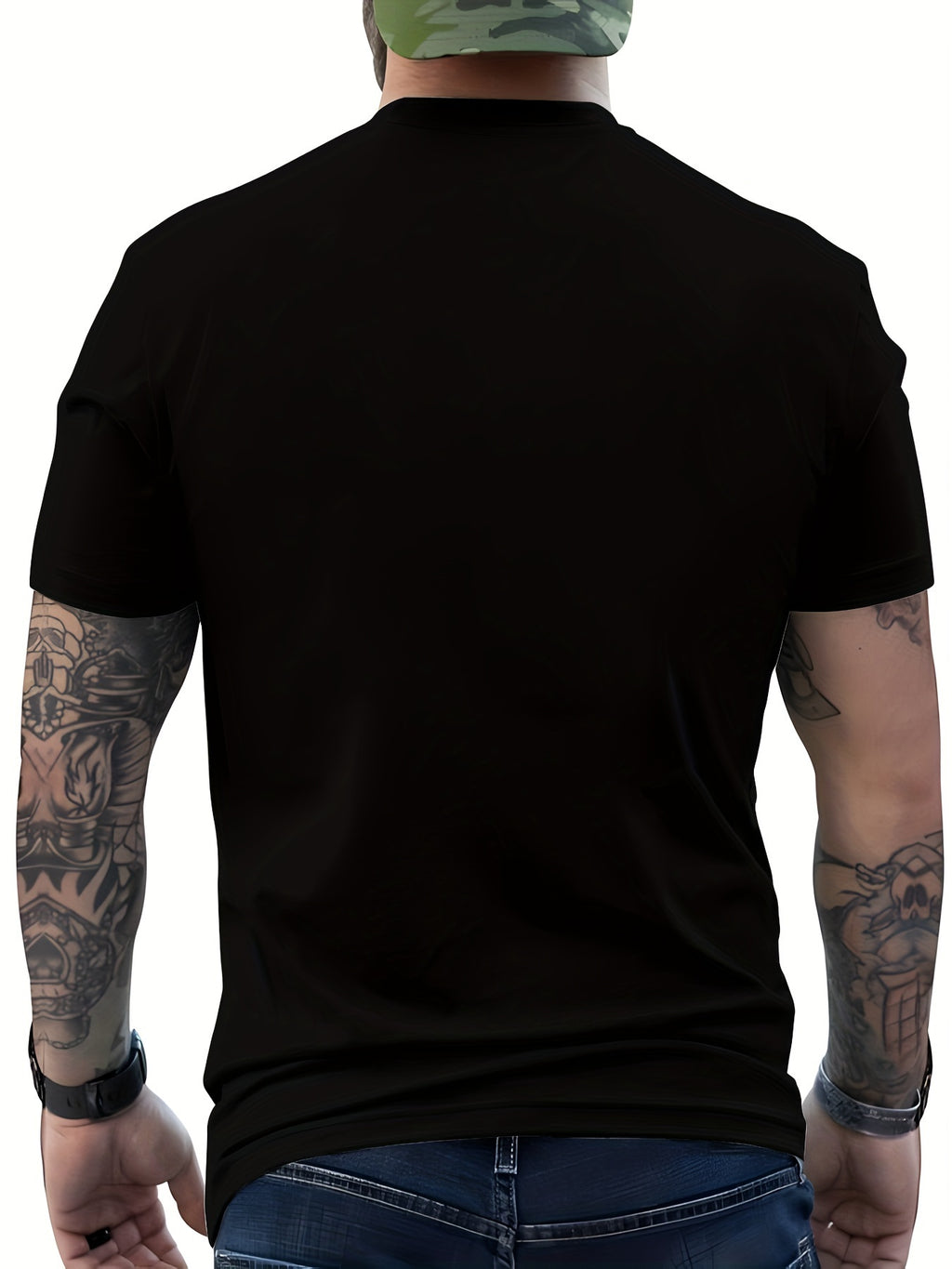 Men's Skull Pattern Printed T-shirt, Casual Short Sleeve Round Neck T-shirt, Men's Summer Outdoor Clothing