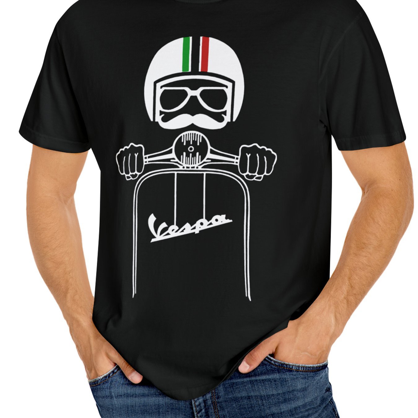 Motorcycle Rider Printed Comfortable T-shirt, Men's Casual Street Style Elastic Round Neck T-shirt For Summer