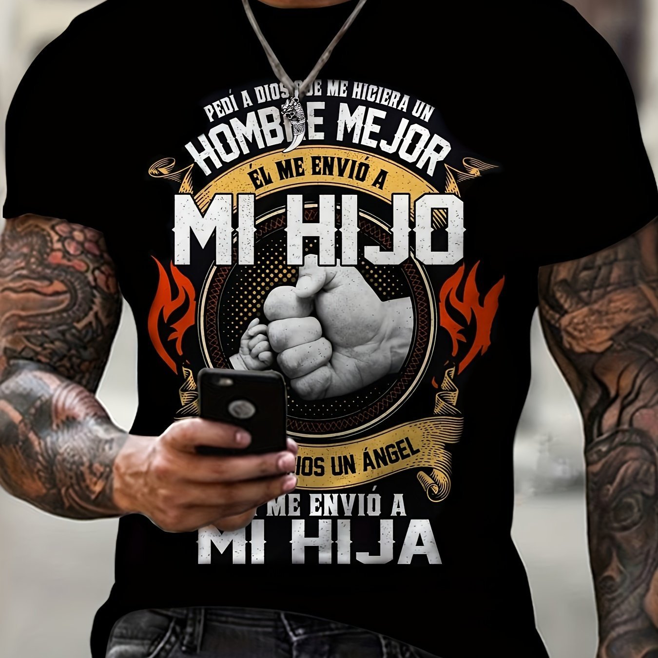 Large Men's Fist Jumping Graphic Printed T-shirt For Summer Outdoor, Fashionable Short Sleeved T-shirt, Father's Day