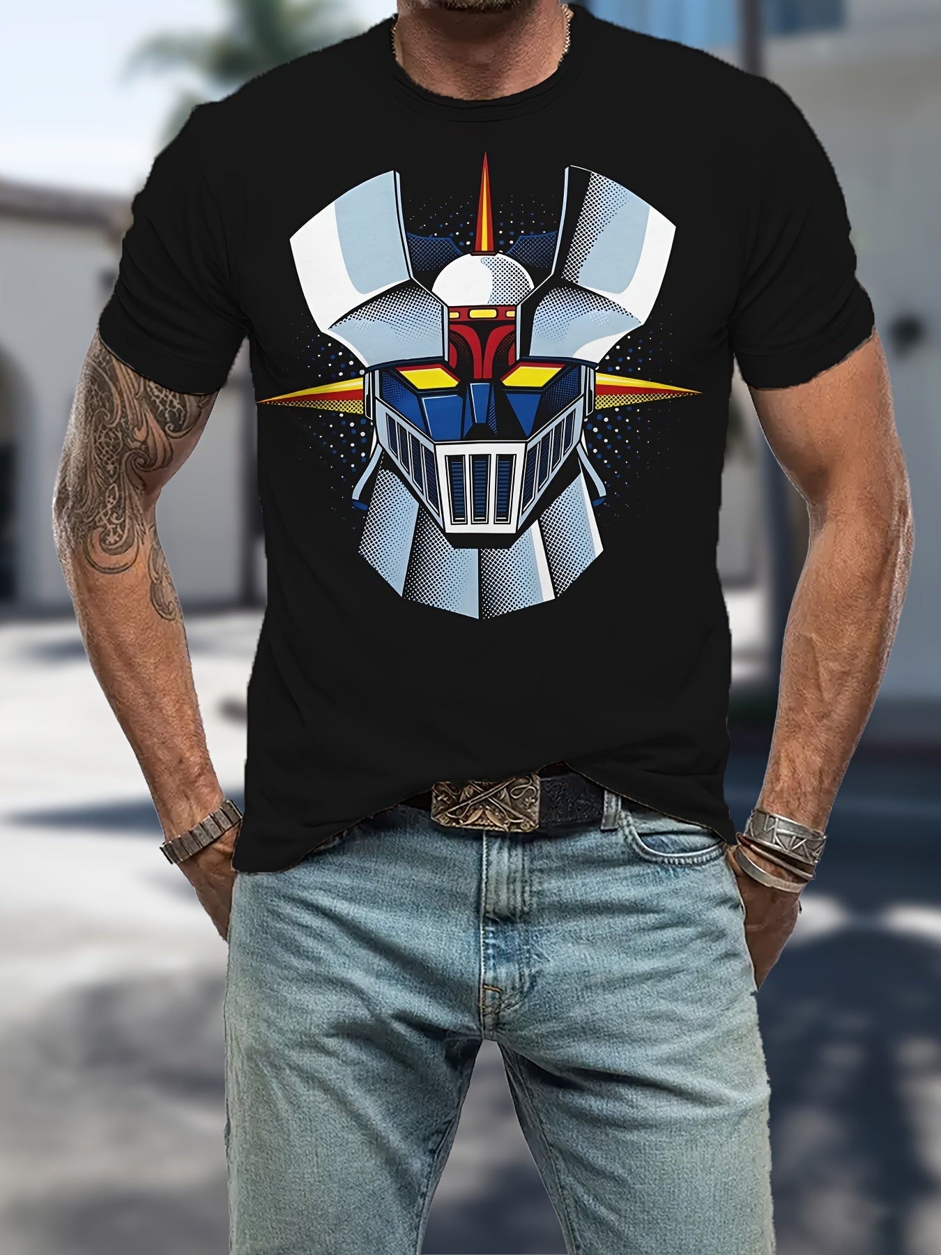 Men's T-shirt, Summer Creative 3D Printing, Round Neck Short Sleeved, Casual Daily Wear, Soft Elastic Fabric