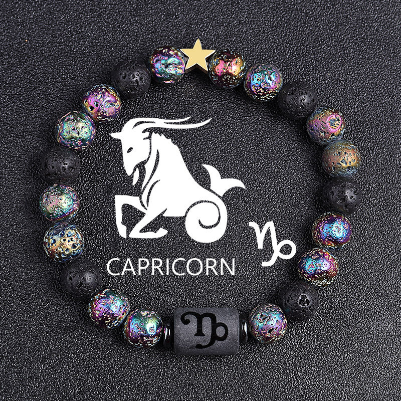 European And American Twelve Constellation Natural Stone Beaded Bracelet