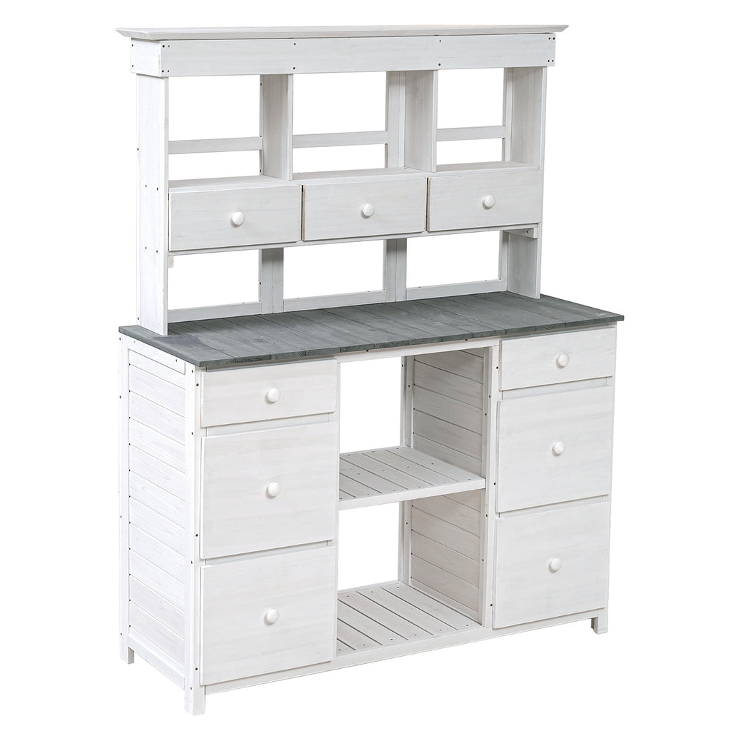 TOPMAX Garden Potting Bench Table - Rustic Design with Multiple Drawers