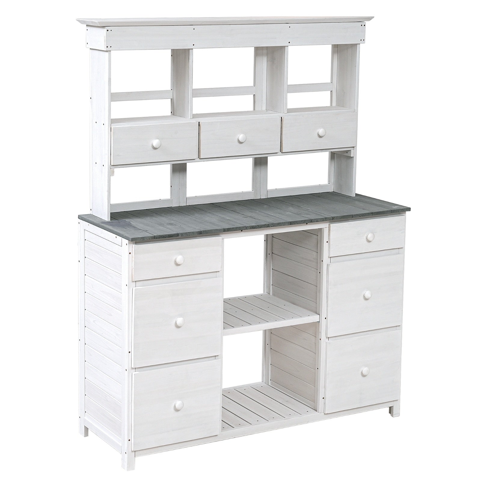 TOPMAX Garden Potting Bench Table - Rustic Design with Multiple Drawers