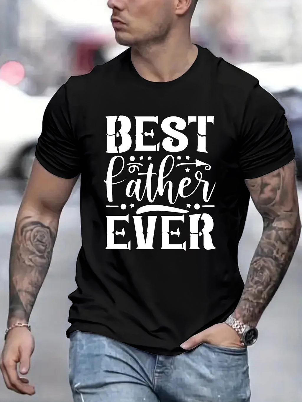 Father's Day Gift, Men's Round Neck Short Sleeved T-shirt, Simple Style Fashionable Slim Fit T-shirt, Spring And Summer Casual Comfortable Breathable Top, Holiday Men's Clothing